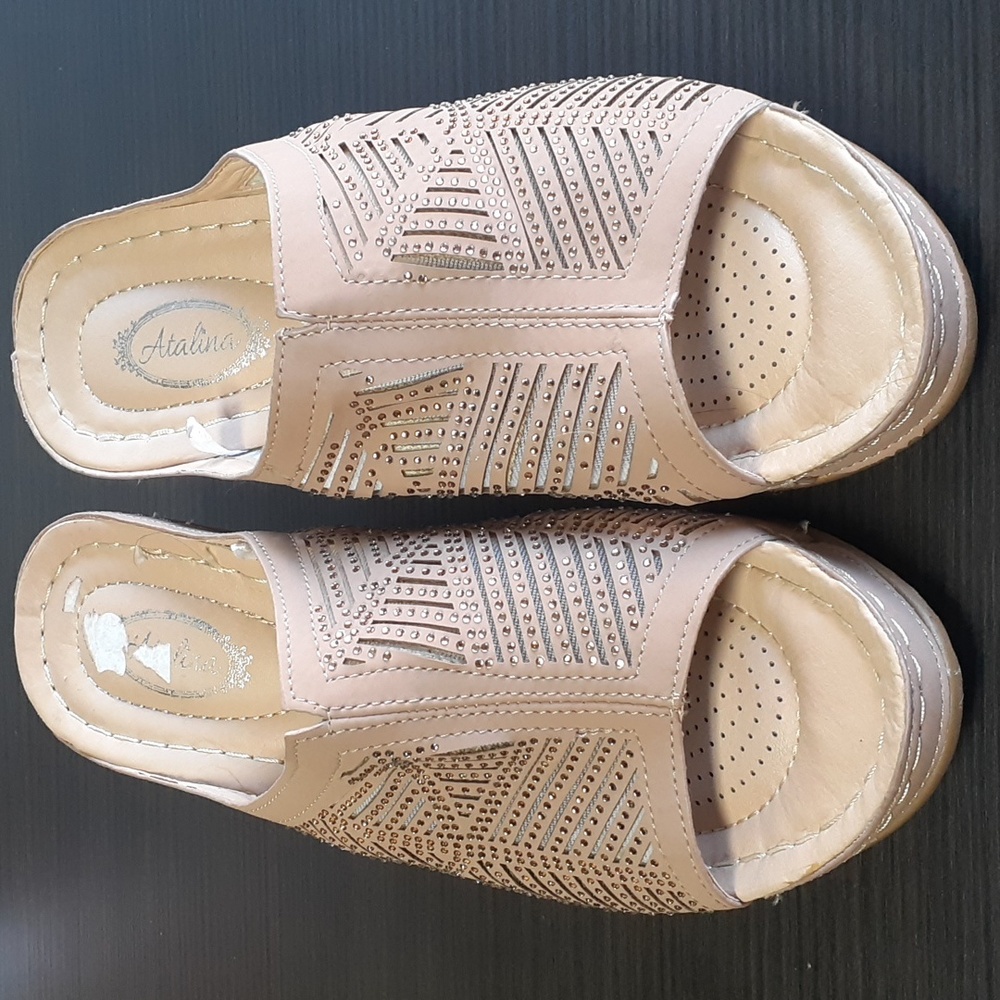 Italina Studded Rhinestone Black Wedge Platform Heeled Sandals